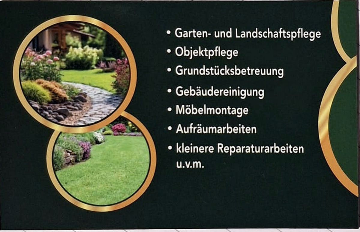 Visitenkarte mit Leistungsübersicht